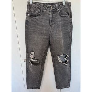 Women's Wild Fable black Distressed ripped cropped High Rise Mom Jeans Size 6